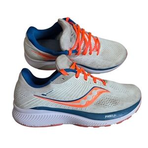 Saucony  Guide 14 Power Run White and Orange Running Shoes 9.5